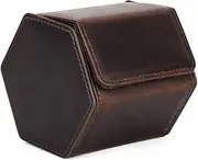 [WICRFYHD] Retro Handmade Watch Roll Travel Leather Case, Brown Single Watch Box with Pillow for Men