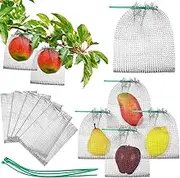 Cosblank 48 Pcs Fruit Protection Bags for Fruit Trees Stainless Steel Mesh Bags Bulk 6 x 8 Inch Reusable Barrier Bags with Ties for Plant Berries Vegetables or Plant Root Protection
