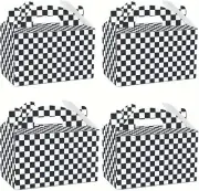 Keioy 16pcs Racing Flag Gift Bags Black and White Checker Racing Treat Boxes Rac