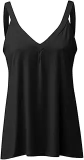 [Jualyue] Women Tank Top Casual V Neck Sleeveless Top for Women Neck Vest Black Summer Vest Tops for Women Summer Outdoor Use