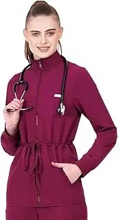 [MIKAL] Scrub Top/Jacket for Women Turtle Neck, Regular Fit with 2 Pockets Four-Way Stretch, Medical/Health Care Uniform