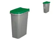 Waste Bin Ecosystem 25 Liters Lid Green Grey Stefanplast