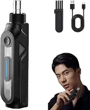 Nose Hair Trimmer for Men, Mini Digital Display Electric Water-washable Nose Hair Trimmer, Rechargeable Cordless Ear and Eyebrow Trimming Tool, Dual Edge Blades Clipper (1Set)