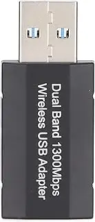 Wireless USB Adapter, 1300M Dual Band Wireless Network Card WiFi Receiver with Built in Gain Antenna, Suitable for PC, Desktop and Notebook Computers