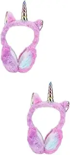[WRITWAA] 2 Pcs Earmuffs Christmas Headband Toddler Headbands Christmas Ear Cover Winter Ear Warmers Ear Cuffs for Men Caps for Men Kids Man Miss Plush Hat Pink Girl