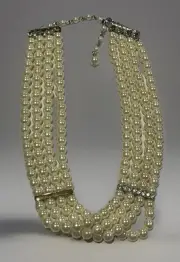 Stunning VTG Pearl Statement Piece 4 Strand Reversible Pearlesque Necklace Avon