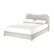 Ginnie Curved Linen Fabric Cloud Bed Frame - Grey
