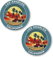 [No Thorns Media] Venice Beach Los Angeles California 2 Pack Pinback Buttons 2.25" Fun Pins for Clothes, Backpacks, Hats, and Jackets - Cartoon, Retro, and Punk Style Lapel Badges, Slogans, and Party Pins ID45000,