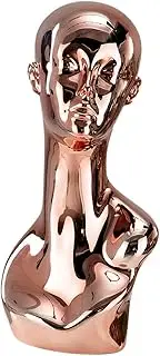 koolsoo Mannequin Head Wig Stand Hat Rack Creative Multifunction Ornament Wig Holder Hat Display Stand for Showcase Headband Tabletop, Rose Gold