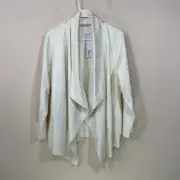 NWT Soft Surroundings PXL Ivory Faux Suede Open Front Draped Cardigan Jacket NEW