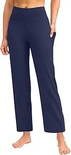 [Generic] Yoga Pants for Women Bottom Leggings Loose Wide Leg Stretch Pants Fold Over Work Pants