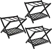Luggage Rack for Guest Room - Luggage Rack Black, Black Home Storage Rack, Hotel Folding Luggage Rack/Clothes Rack with Nylon Webbing, Multifunctional Shoe Organizer, 68X40X58CM