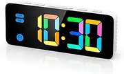 AMIR Digital Alarm Clock, Colorful LED Digital Clock with 7 RGB Digital, 4 Dimmable Backlight, 3 Adjustable Volumes, Snooze, 12/24Hr, USB Power Kids Clock for Heavy Sleepers Kids