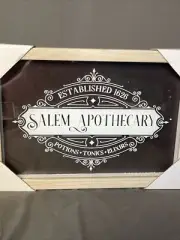 Salem Apothecary Framed Sign Halloween Decor Potions Tonics Elixirs NEW Magic
