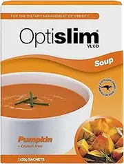 [Optislim VLCD] Soup - High Pure Protein, Low Carb Healthy Diet Soup Powder, High Calcium, Gluten Free, with 25 Vitamins and Minerals - 7 x 55g - Creamy Pumpkin