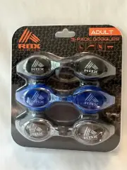 RBX Adult Unisex Swim Goggles 3-pk Latex Free-Adjustable Strap-Shatterproof NEW