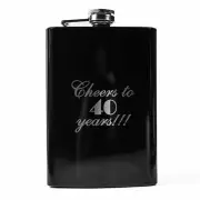 8oz BLACK Cheers to 40 Years Flask