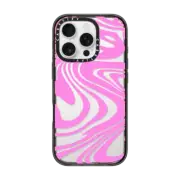 iPhone 16 Pro Impact Case Transparent Marble Trippy Wavy Swirl Pink Spiral Warp Twirl 70s Psychedelic Acid Groovy Abstract Pattern