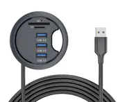 USB HUB Mount In Desk HUBs USB 3.0 HUB With SD/TF Card Reader External Stereo Sound Type C Port For PC/Tablet USB Splitter - A-No adapter