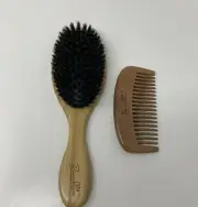 Boar Bristle Hair Brush and Wood Comb for Thin or Normal Hair Improves Texture