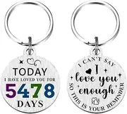 [Laluminter] 15 Years Yrs Anniversary Marriage Gifts - 15th Wedding Anniversary Presents Keychain for Him Husband Men Women Wife, Silver