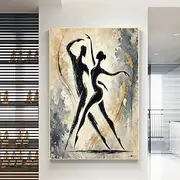 Handmade Oil Painting Canvas Wall Art Decoration Simple Abstract Dance Character for Home Decor Stretched Frame Hanging Painting/Rolled Frameless Unstretched P