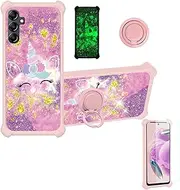 Galaxy A14 5G Case Pinwheel Plus 3 Phone Case Compatible with Samsung Galaxy A14 5G Phone Case Cover [with Screen Protector][Hard PC + Soft Silicone][Ring Support] [Luminous Effect] JSF-DJS