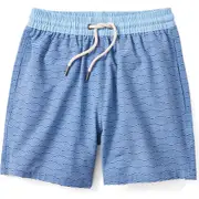 Fair Harbor Kids' Bayberry Wave Print Water Repellent Swim Trunks in Blue Waves at Nordstrom