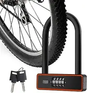 SENZZ U Lock, Motorcycle Anti-Theft Combination Lock with 2 Keys, Zinc Alloy Digital Lock with 4-Digit Password, Heavy Duty Lock for Scooter, Mountain