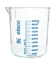 Beaker, 1000ml, TPX Plastic, with Spout - Blue Graduations - Eisco Labs