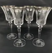 (4) NEW Mikasa Palatial Platinum Wine Glasses Water Goblets 9-1/8” Discontinued