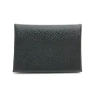 HERMES Calvi duo Card Case coin purse Wallet Wallet Folded wallet Epsom Black