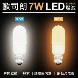 【歐司朗OSRAM】7W LED燈泡E27接頭 晝光色/燈泡色(省電燈泡 小精靈 小晶靈 小雪糕 體積小)