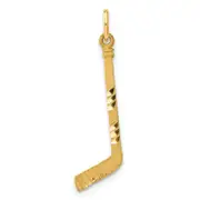 14K Yellow Gold Satin D/C Hockey Stick Charm