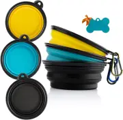 3 Collapsible Silicone Dog Bowl, Foldable Expandable Cup Dish for Small Pet Cat