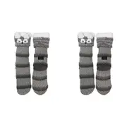 2PK Wicked Sista Animal Slipper Socks Fox Cuff Indoor Footwear One Size Grey