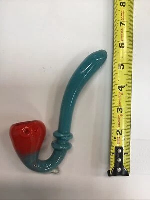 6"-7" Glass Wizards Pipe CARB HOLE - Lite Blue & Red - Magically Delicious DD4