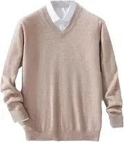 [Kiioouu] Men Wool Blend Sweaters Men's V-Neck Knit Spring Fall Pullover Sweater Bottoming Shirt