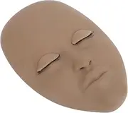 Eyelash Extension Practice Head, Lash Mannequin Head, Lash Mannequin Head with Removable Eyelids, Soft Silicone Face for Makeup Training, Practice and Massage (Brown)