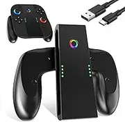 GLDRAM Charger Grip for Switch 2 Joycon, Portable Charging Dock Stand, Comfort Controller Handle Accessories with Magnetic Charge Port & LED Indicator Light & USB Cable - Play While Charging
