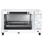 4 Slice Toaster Oven with 3 Toast, Bake & Broil Setting Baking Rack & Pan, White