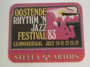 Beer Coaster ~^~ STELLA ARTOIS Brouwerij ~ 1983 Oostende Rhythm 'N Jazz Festival