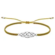 Celtic Infinity Knot Sterling Silver Charm on Brown Adjustable Rope Bracelet