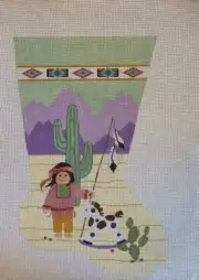 Needlepoint Handpainted Christmas Stocking Sundance Hobby Horse 20"