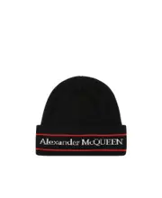 Alexander McQueen Logo Intarsia Turn-Up Brim Beanie Black