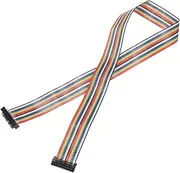 uxcell IDC Rainbow Wire Flat Ribbon Cable 2.54mm Pitch 20 Pin Connection Line FC Dual Female Black Connector for DIY Experiment 2 Ft Length 1 Pcs