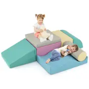 Costway 7pcs Foam Building Blocks Climb&Crawl Soft Playset Indoor Activity Play Set Home Educational Toys Gift
