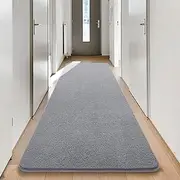 Keeko 2x6 Entryway Runner Rug, Grey Bedroom Rug Washable Runners for Hallways Non Slip Low Pile Modern Memory Foam Rug Indoor Kitchen Rugs Carpet for Farmhouse Nursery Dorm Laundry Kids Room Decor
