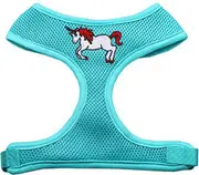 Unicorn Embroidered Soft Mesh Pet Harness Aqua Medium