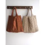 原創日系粗針織毛線編織包/韓國手提包手拎袋